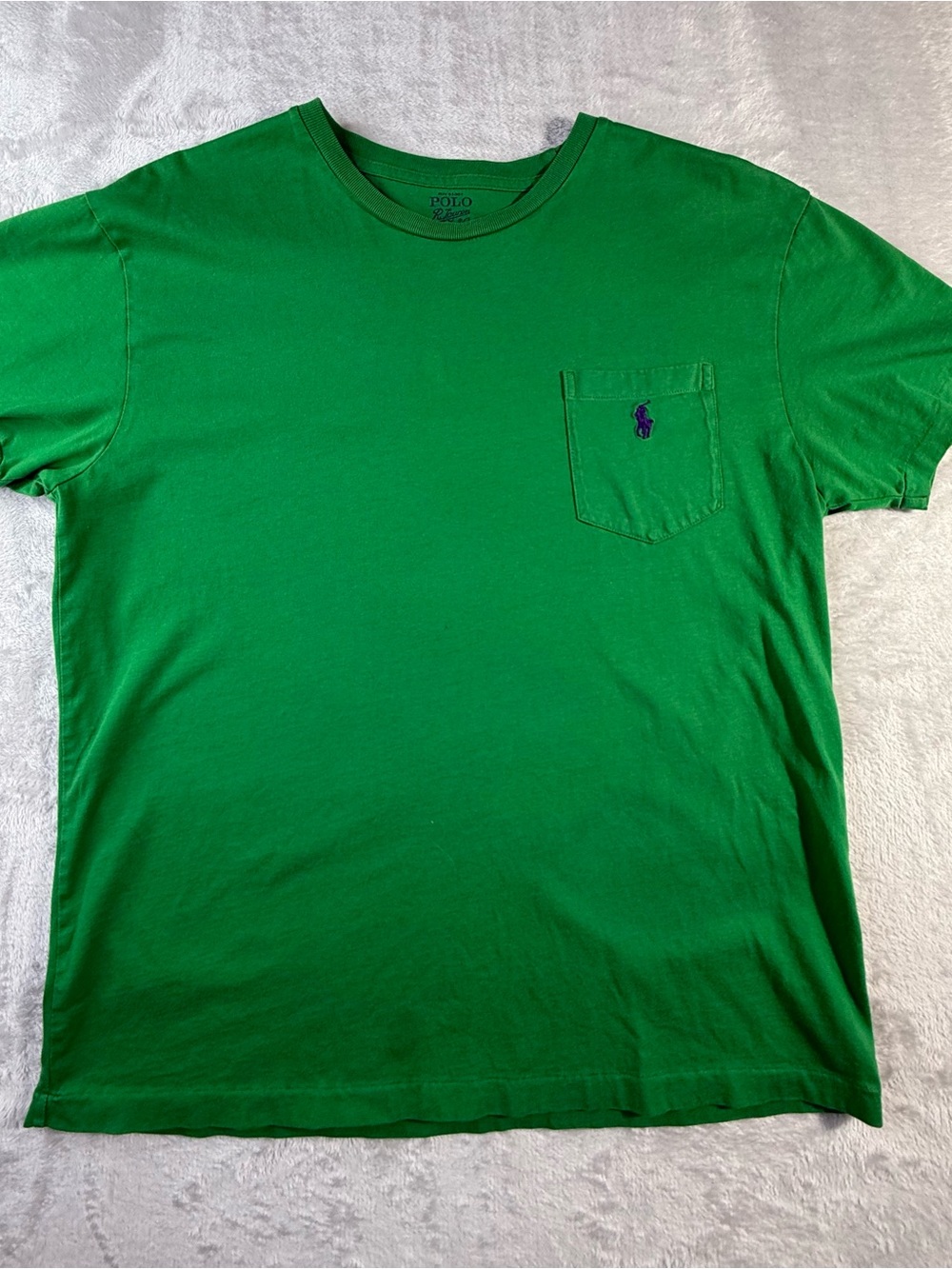 Polo Ralph Lauren Mens Green Pocket T-Shirt Size M Purple Pony Classic Fit